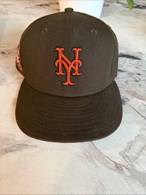 NY Mets 30th Anniversary Brown & Orange Fitted Baseball Cap 7 3/8